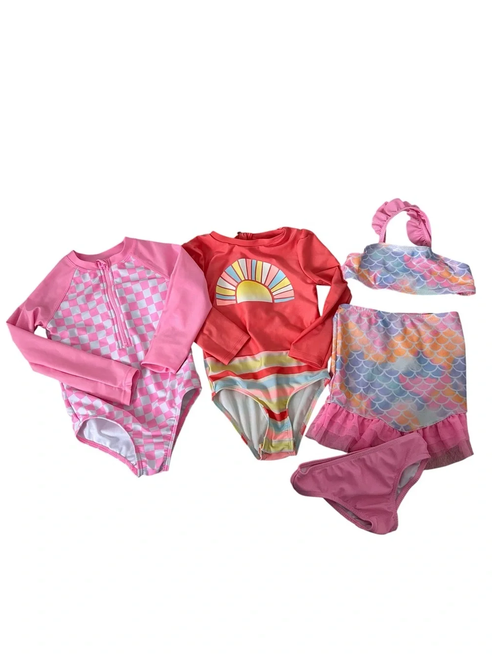 Toddler Girl Size 3T-4T Swimwear Bundle Box Hats Swim Rashguard Coverups